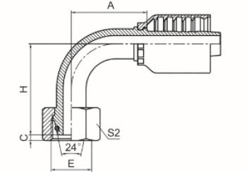 90°公制内螺纹24°锥带O形圈轻系列 ISO 12151-2 DIN 3865